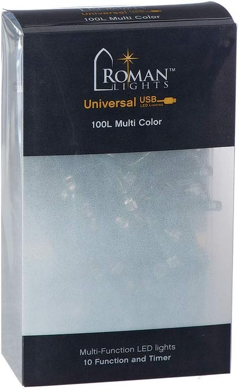 USB powered 100 LED (26 foot) Green Wire Multifunction Lights with Timer - Multicolor