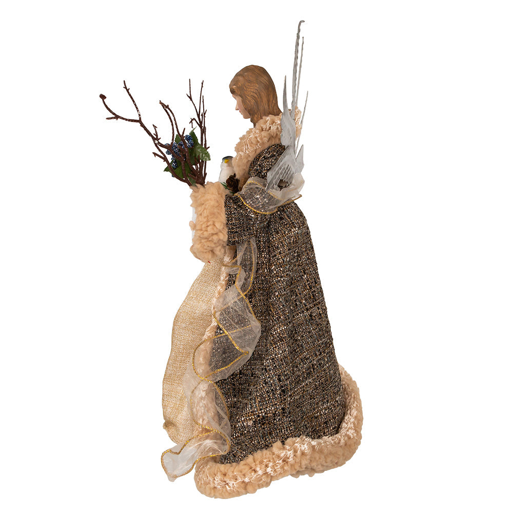 Un-Lit Rustic Glam Angel Treetop - 16 inch