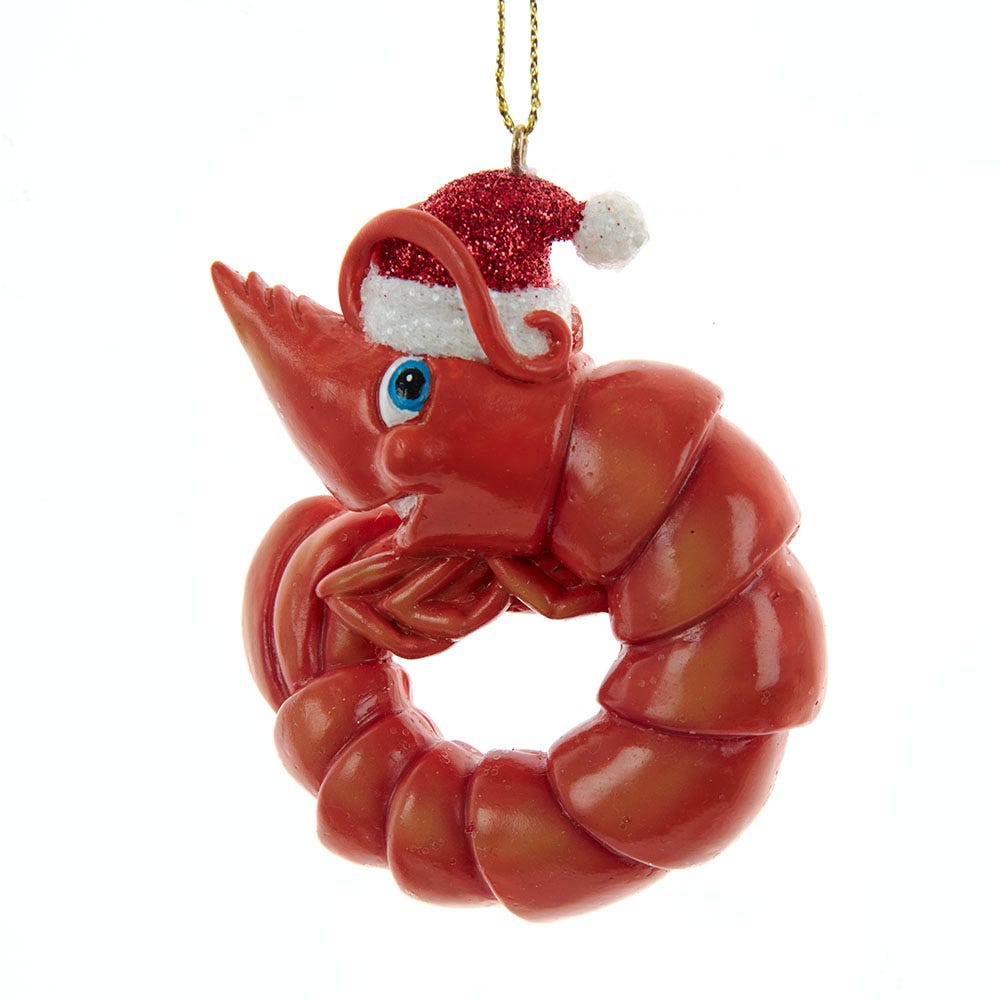 Under The Sea Shrimp With Santa Hat Ornament