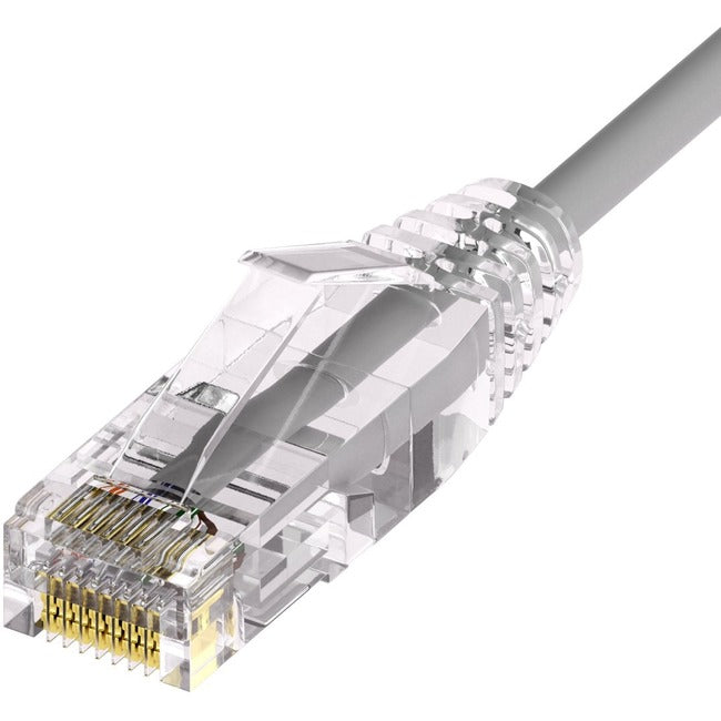 Unirise ClearFit Slim 28AWG Cat6A Patch Cable, Snagless, Gray, 9ft CS6A-09F-GRY