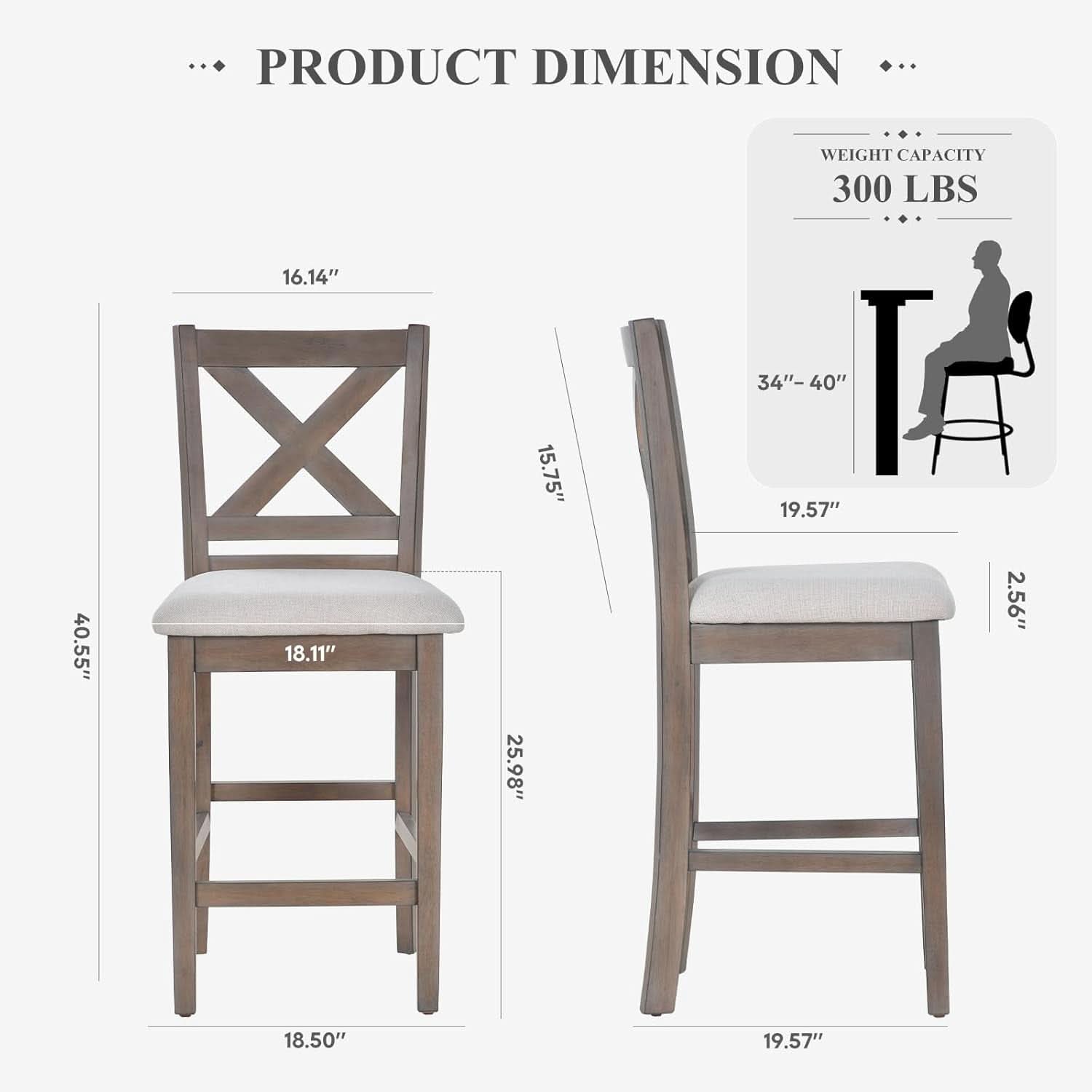 Upholstered Counter Height Bar Stools Set Of 4 Light Brown