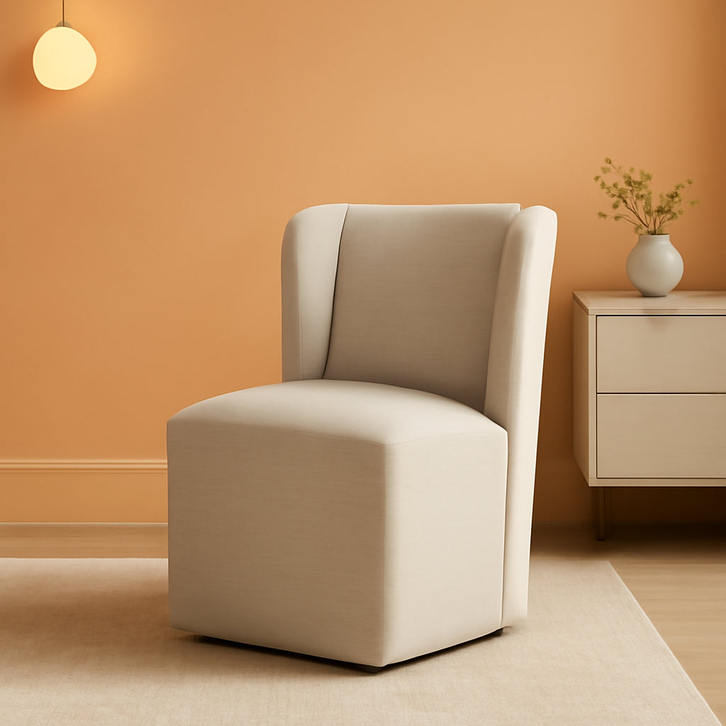 Upholstered Dining Chair With Casters For Dining Rooms