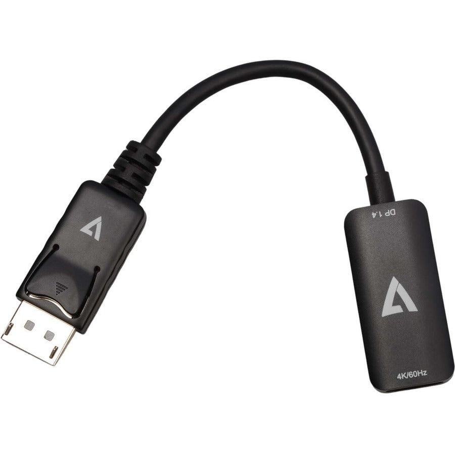 V7 DisplayPort 1.4 Male to HDMI 2.0 Female Adapter 4K UHD Black V7DPHDMIACTV