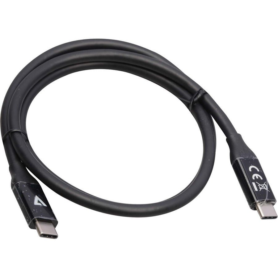 V7 USB-C Male to USB-C Male Cable USB4 40 Gbps 5A 0.8m/2.6ft Black V7USB4-80CM