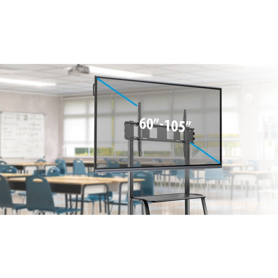 V7 Ultra Heavy Mobile TV Cart - Up to 60in to 105in Displays - 330lbs/150kg Capacity - Steel - 46.3 Length x 26.6" Width x 72.8" Height - Locking Casters" TVCART3