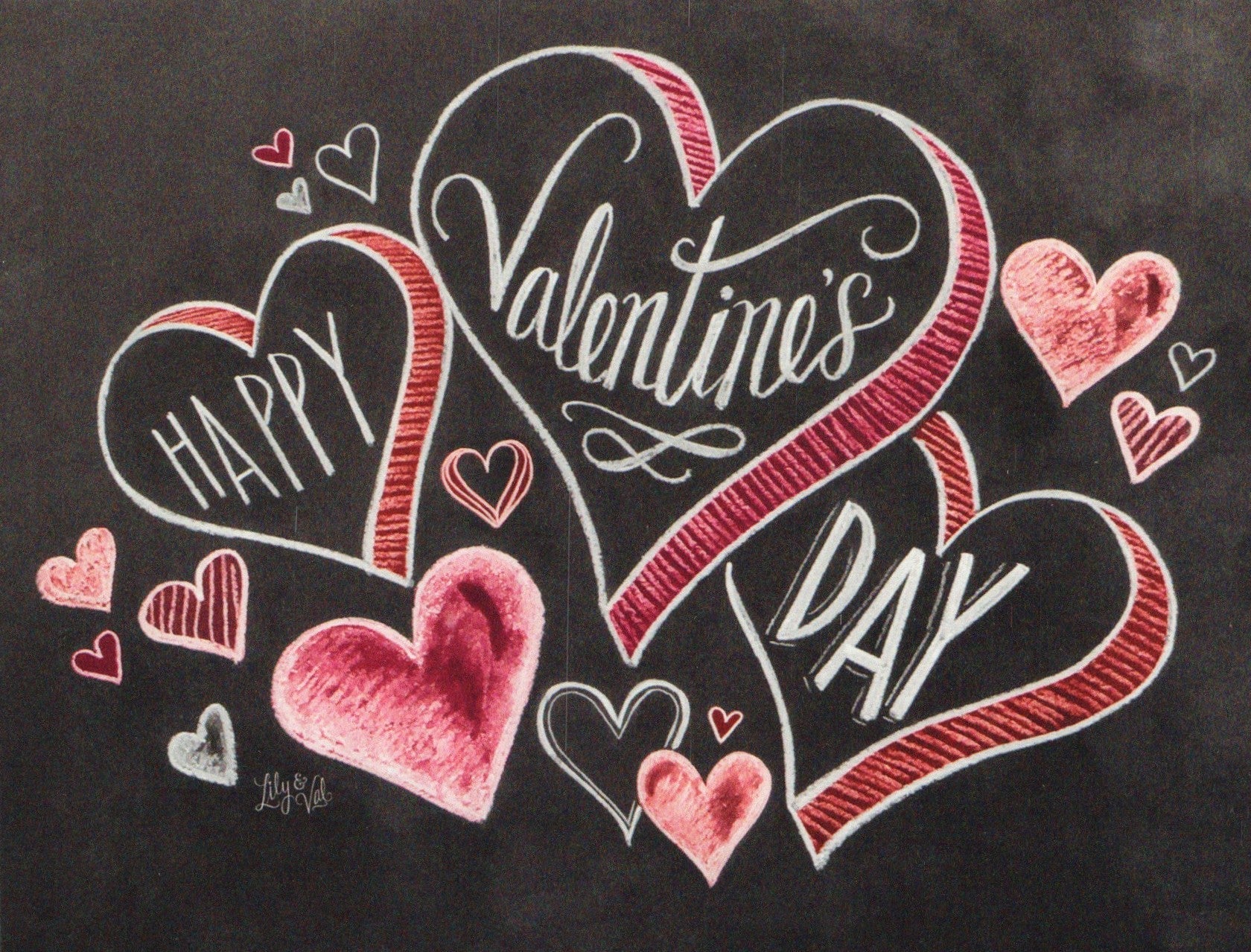 Valentines Day 8 Pack - Chalkboard Hearts