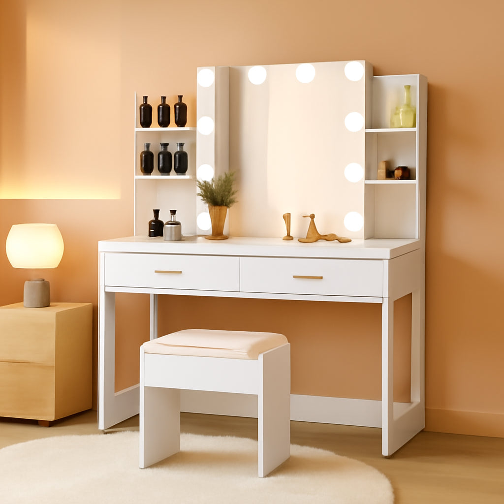 Vanity Set With Lighted Mirror And Charging Station