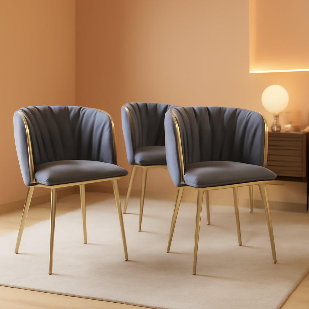 Velvet Dining Chairs Set of 4 Grey Modern Design Collection