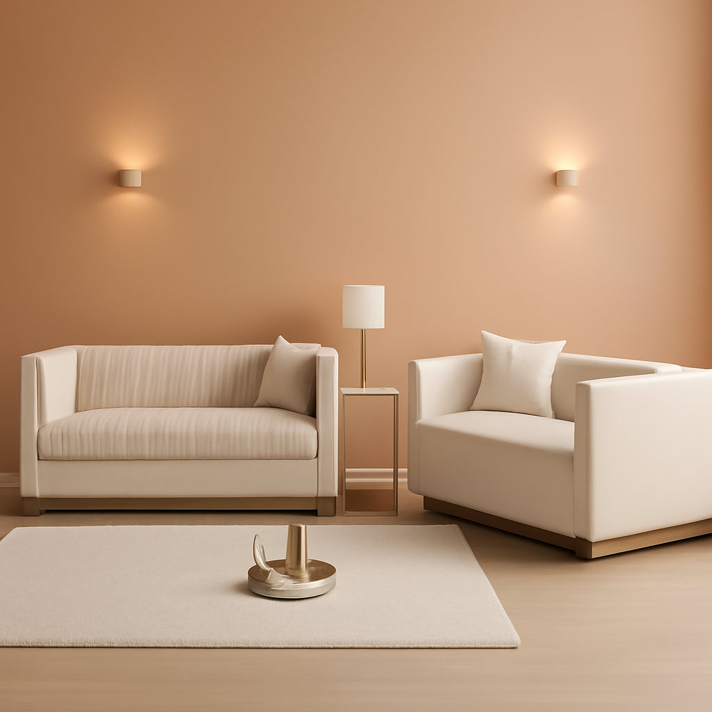 Velvet L Shaped Sofa Set With Nailhead Trim And Gold Legs