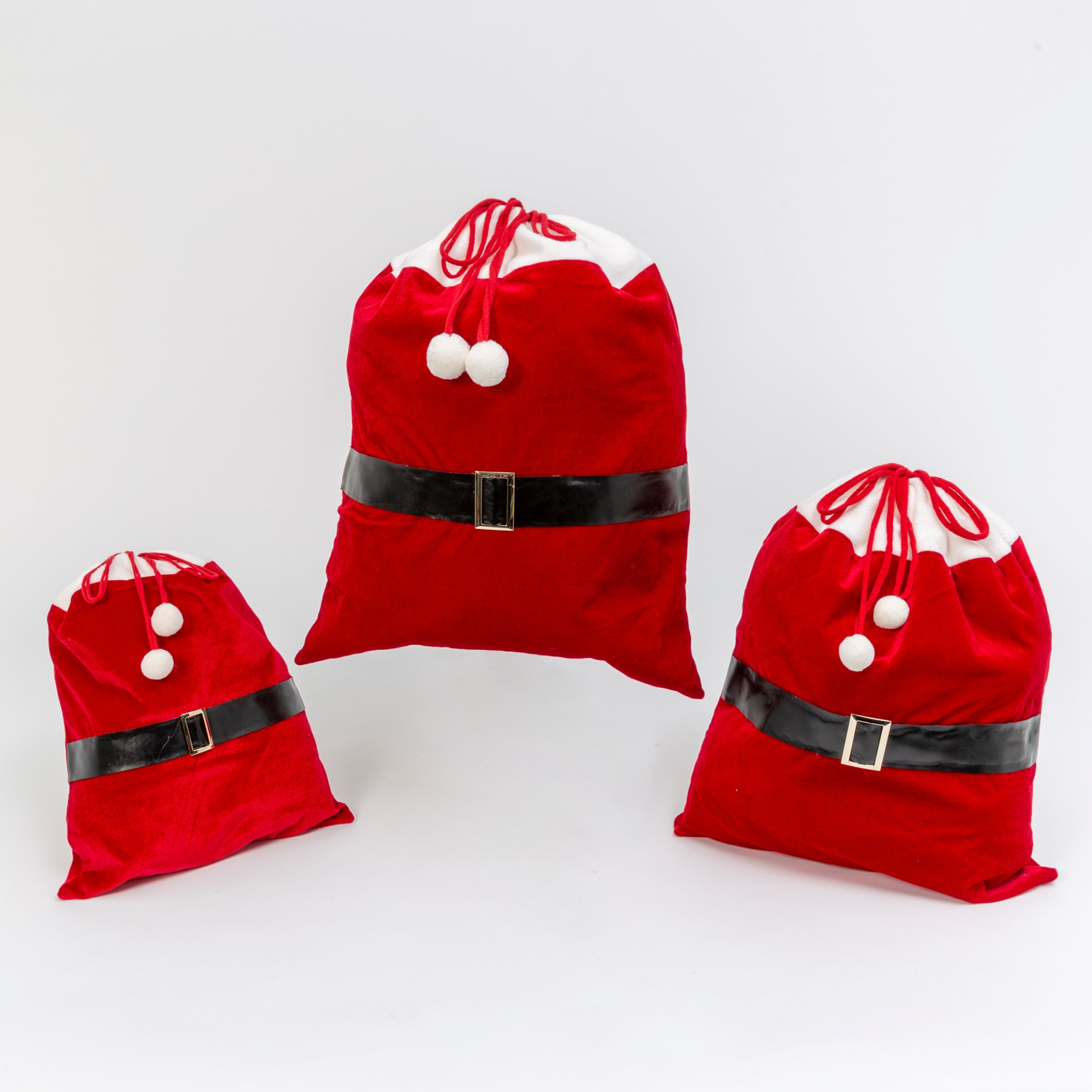 Velvet Santa Bags - Set of 3