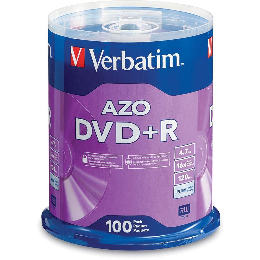Verbatim 95098 Dvd Recordable Media - Dvd+R - 16X - 4.70 Gb - 100 Pack Spindle