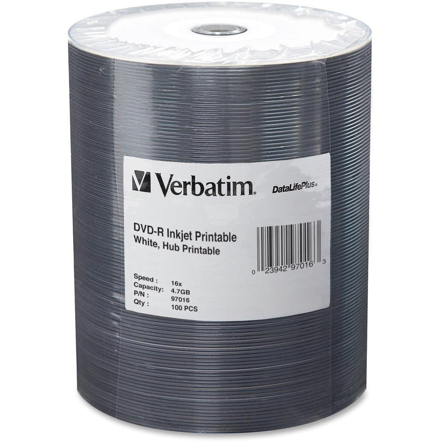 Verbatim 97016 Dvd Recordable Media - Dvd-R - 16X - 4.70 Gb - 100 Pack Wrap