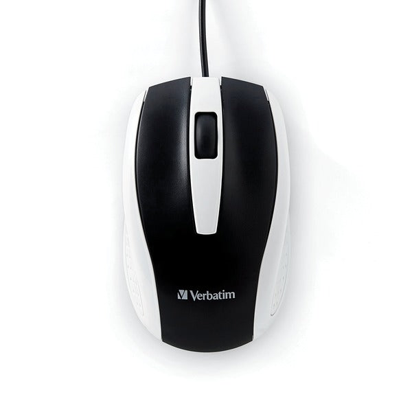 Verbatim 99740 Corded Optical Computer Mouse, Ergonomic, 3 Buttons, USB (White)