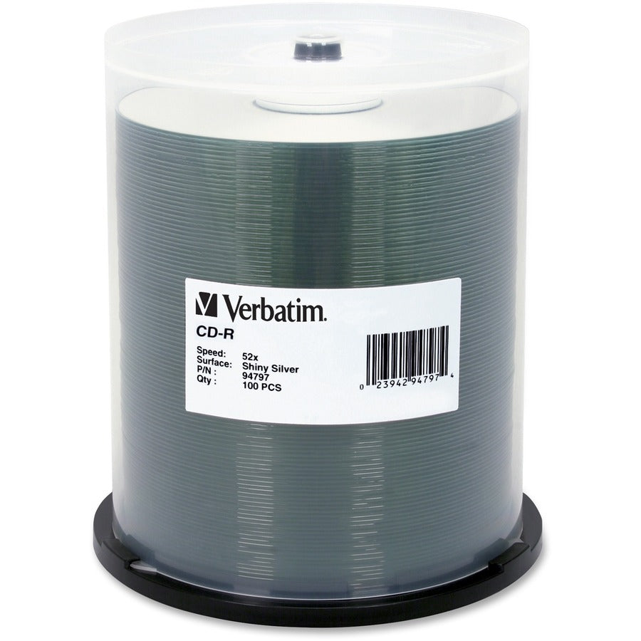 Verbatim Cd-R 700Mb 52X Datalifeplus Shiny Silver Silk Screen Printable - 100Pk Spindle