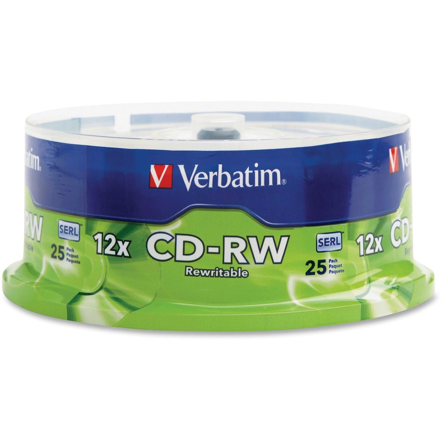 Verbatim Cd-Rw 700Mb 4X-12X High Speed With Branded Surface - 25Pk Spindle