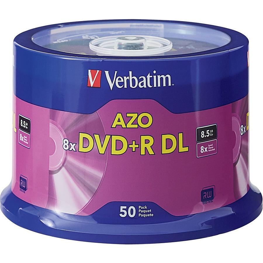 Verbatim Dvd Recordable Media - Dvd+R Dl - 8X - 8.50 Gb - 50 Pack Spindle