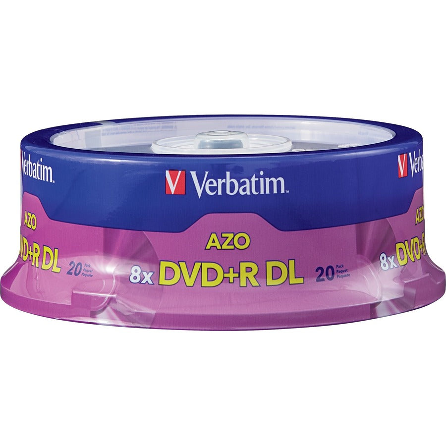 Verbatim Dvd+R Dl 8.5Gb 8X With Branded Surface - 20Pk Spindle