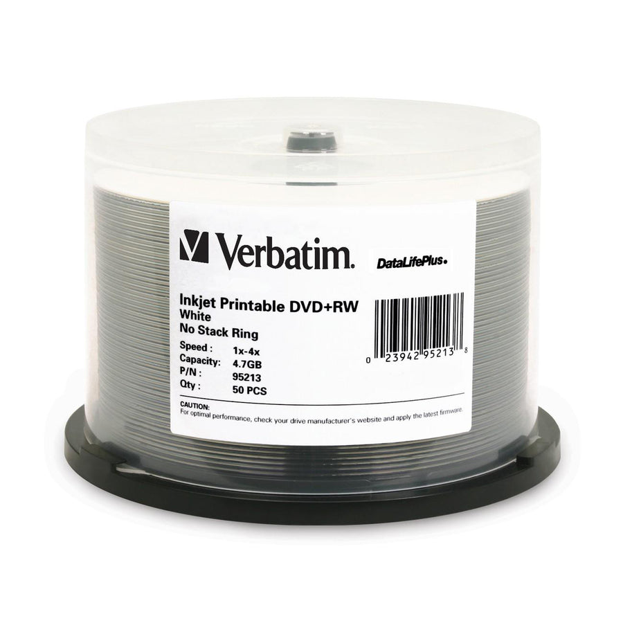 Verbatim Dvd+Rw 4.7Gb 4X Datalifeplus White Inkjet Printable - 50Pk Spindle