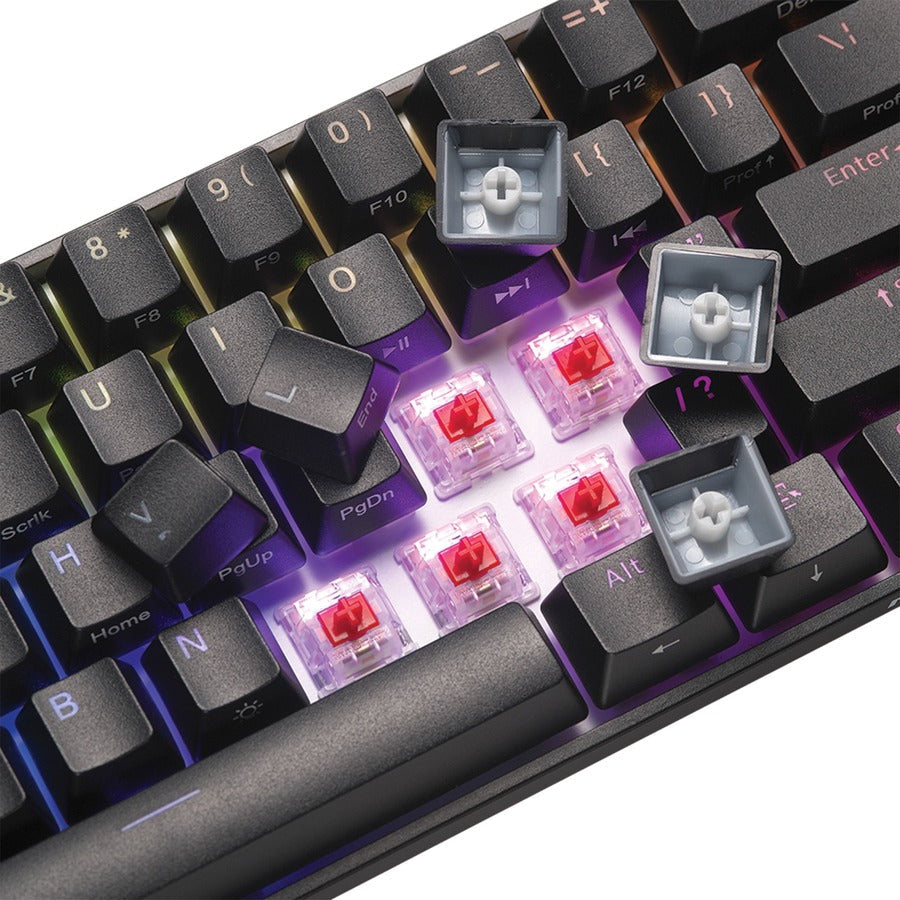 Verbatim S.T.R.I.K.E. 6 60% RGB Mechanical Keyboard - Cable Connectivity - USB Type C Inte