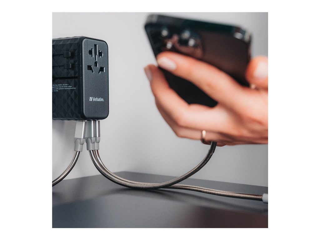 Verbatim UTA-06 - Power adapter - GaN III, universal - 100 Watt - 5 A - PD 3.0, QC 4+, QC 3.0, Fast Charge, Super