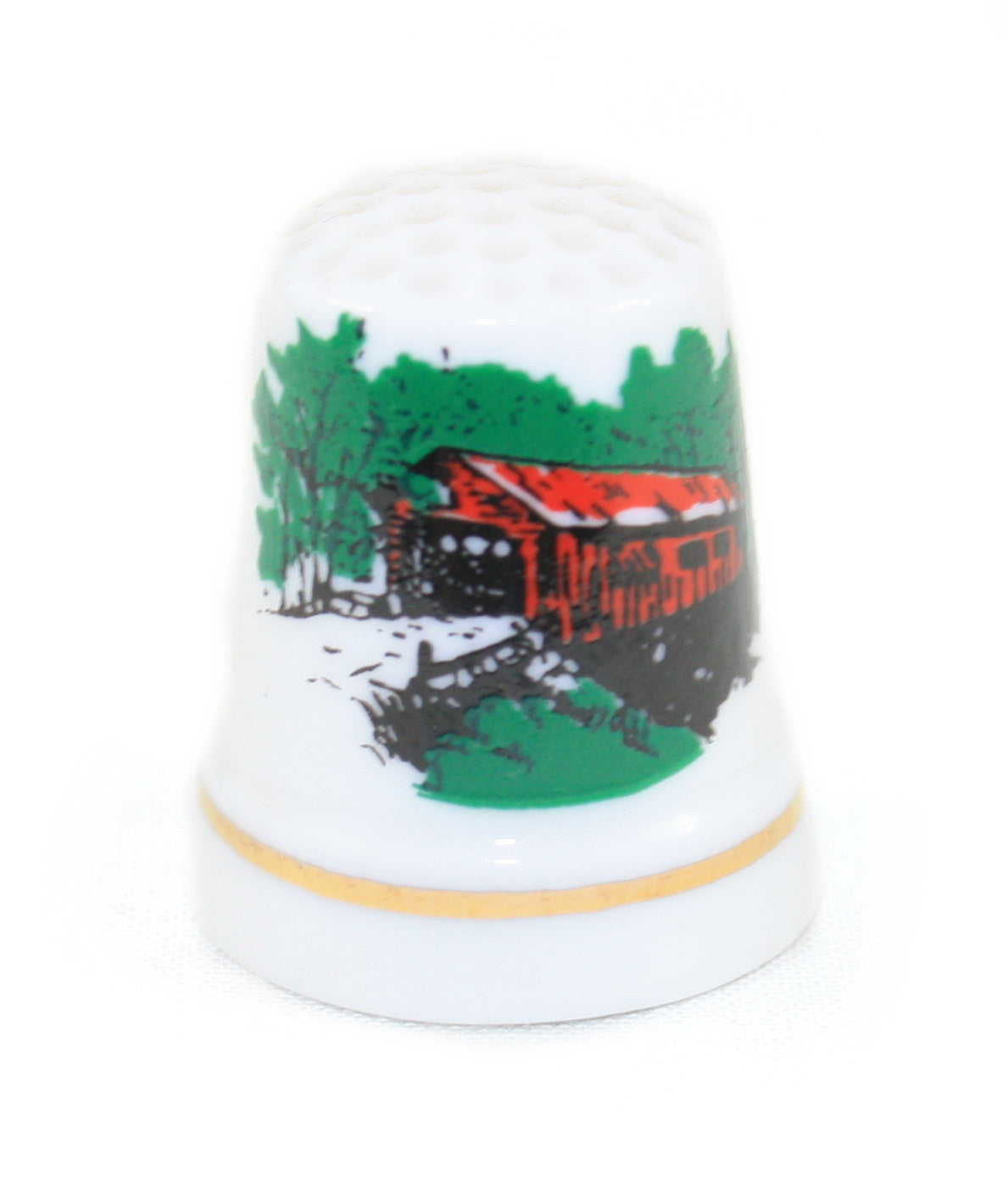 Vermont Ceramic Thimble - Covered Bridge