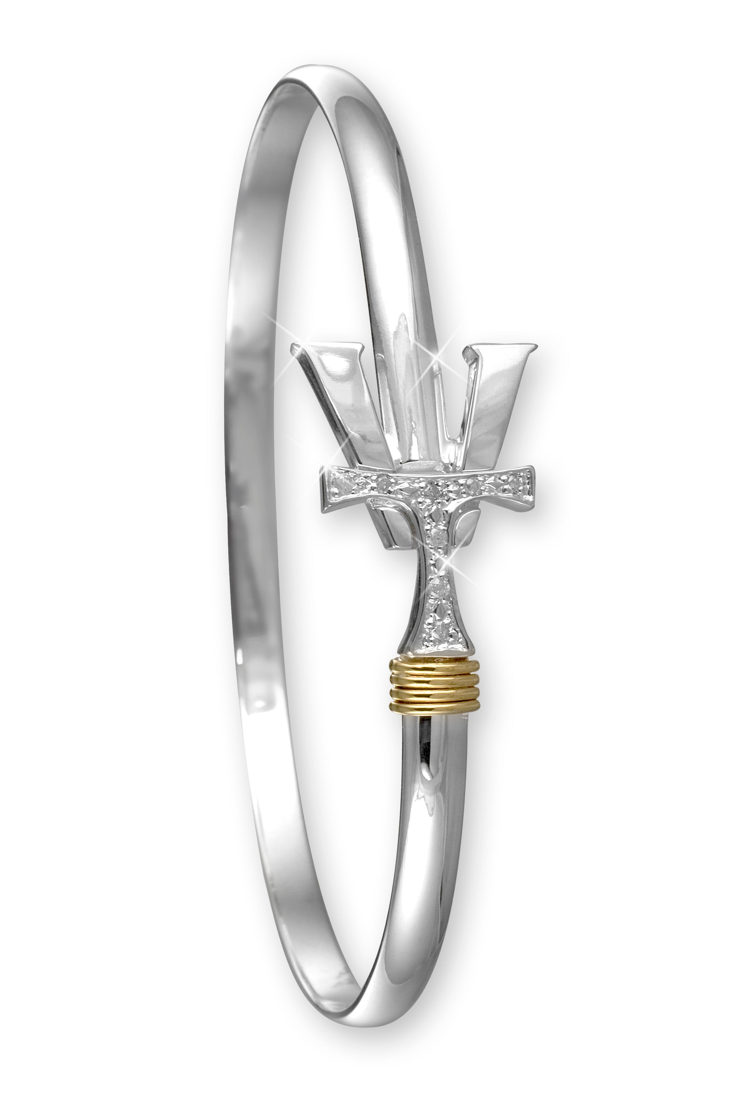 Vermont Hook Bracelet Silver with Diamond Accents - 3mm Band - 7.5 Inch