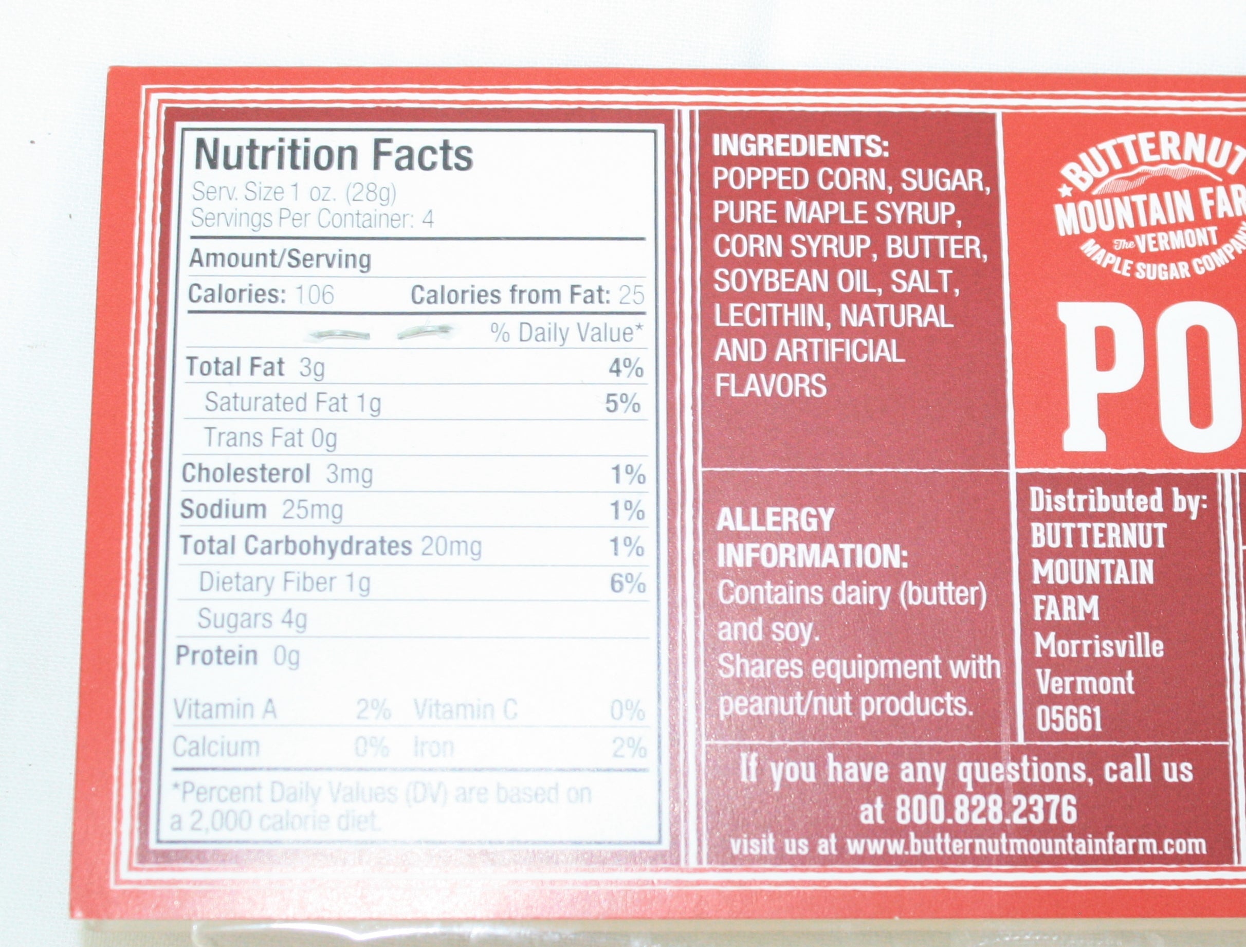 Vermont Maple Popcorn 4 Ounce Bag