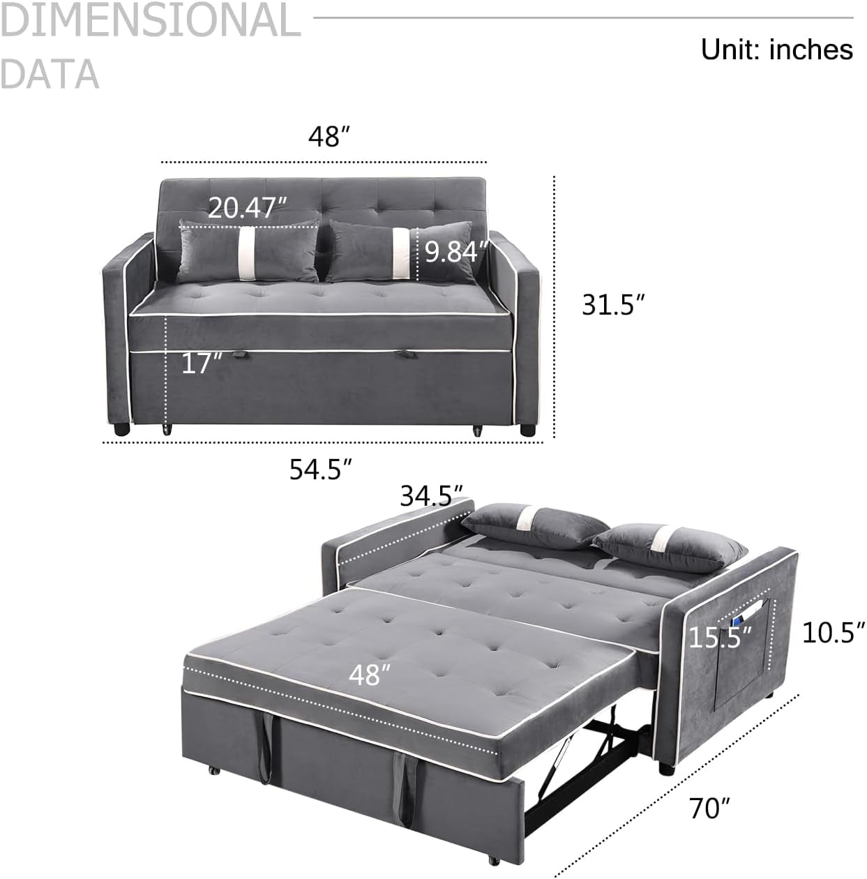 Versatile 3 in 1 Sofa Bed with Adjustable Backrest
