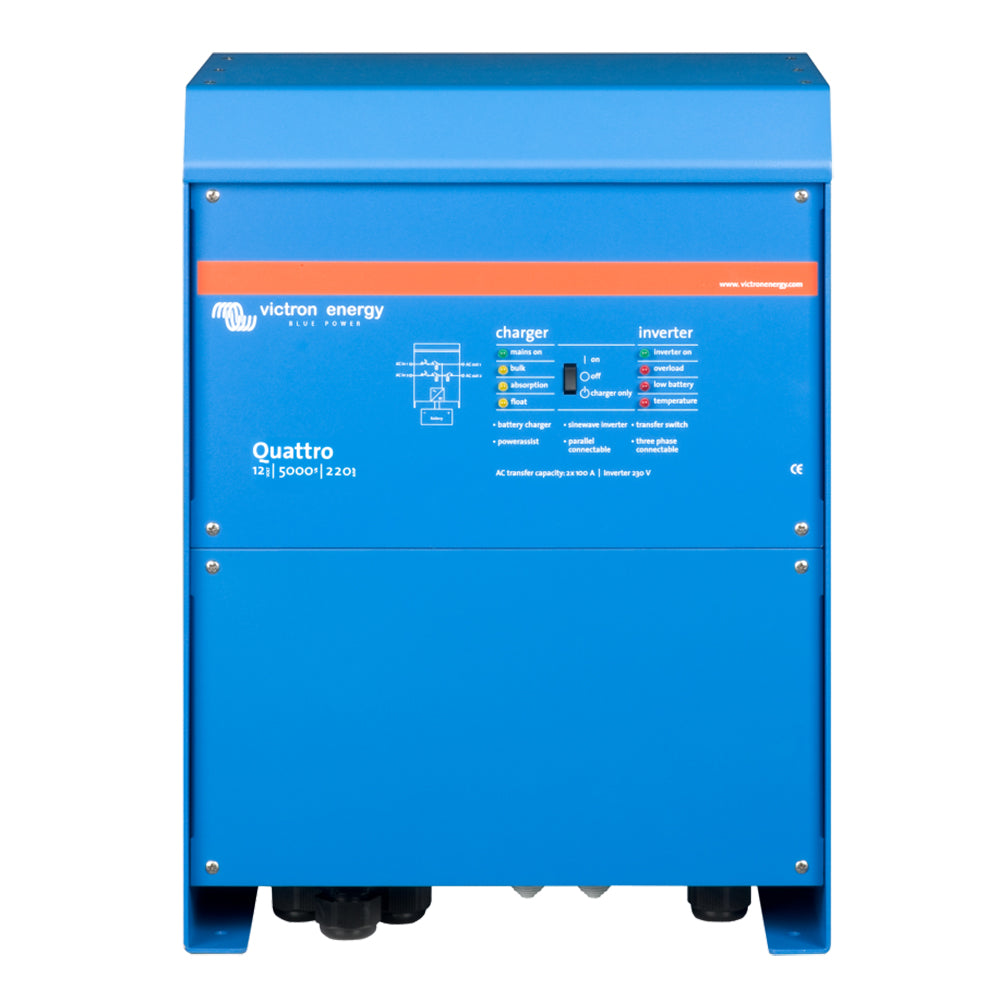 Victron Quattro Inverter/Charger 12 VDC - 5000W -Dual 100AMP 120VAC Inputs - Auto Transfer