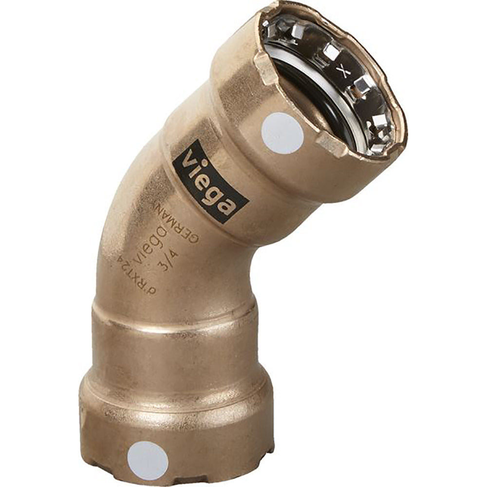 Viega MegaPress 3/4" 45° Copper Nickel Elbow - Double Press Connection - Smart Connect