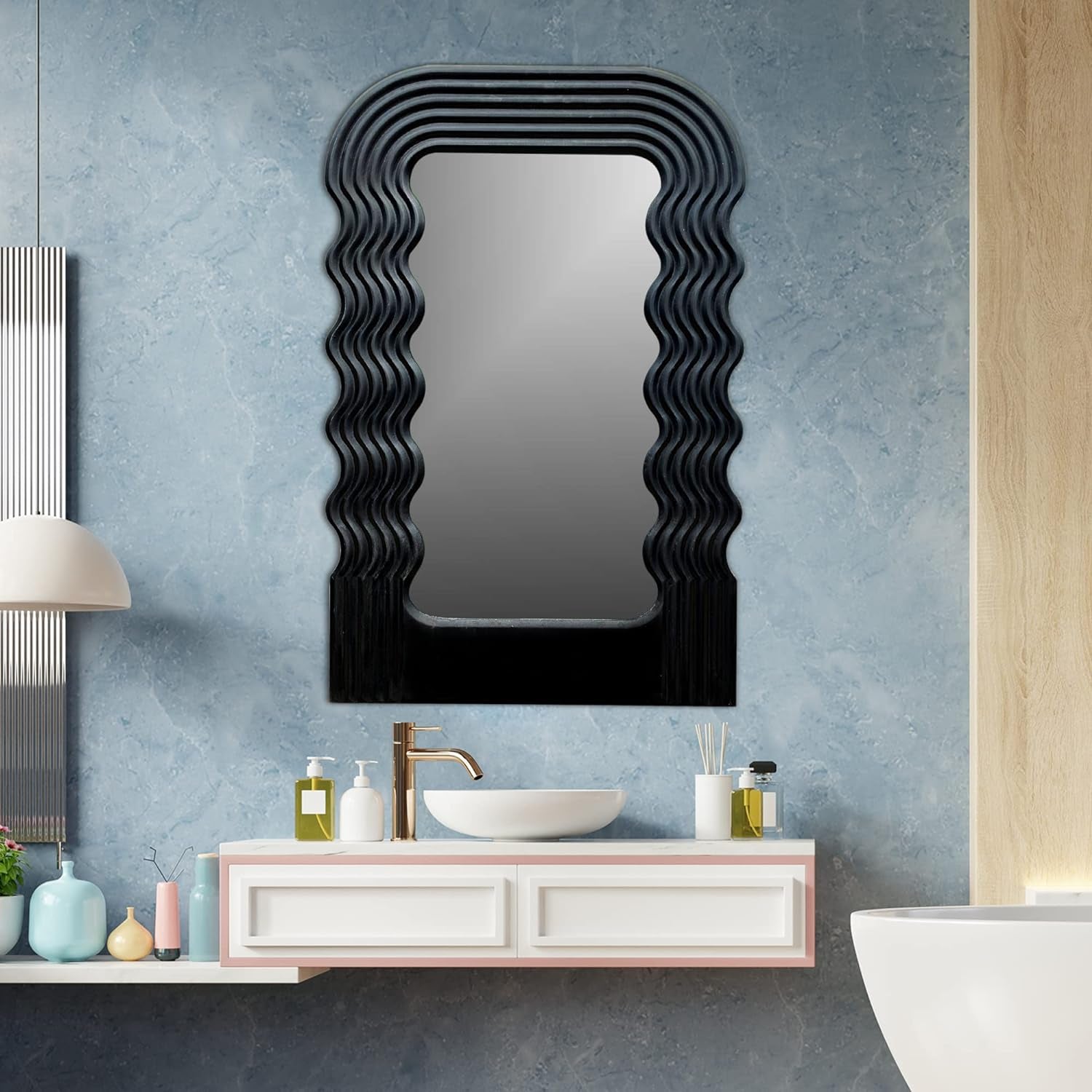 Virgo Black Wooden 36x24 Wall Mount Mirror Framed Decor