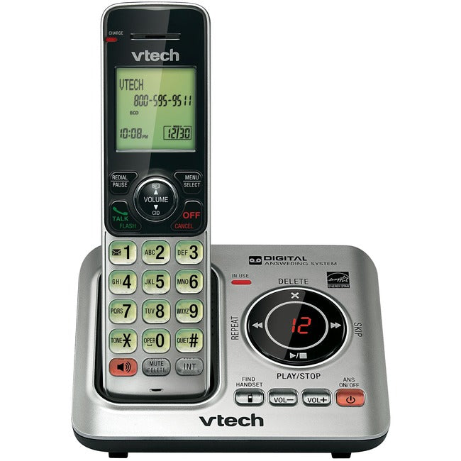 VTech CS6629 DECT 6.0 Expandable Cordless Phone with Answering System and Caller ID/Call Waiting, Silver with 1 Handset