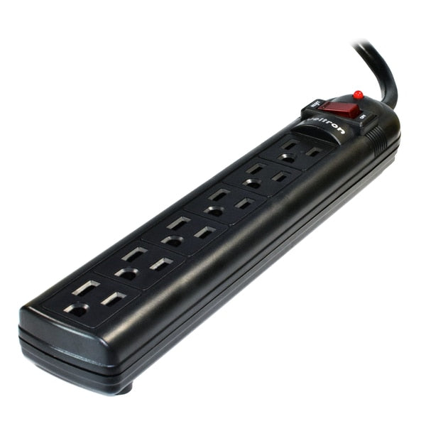 Weltron 6 Outlet Black Plastic Surge Protector w/ 20ft Cord WSP-600PLF-20BK