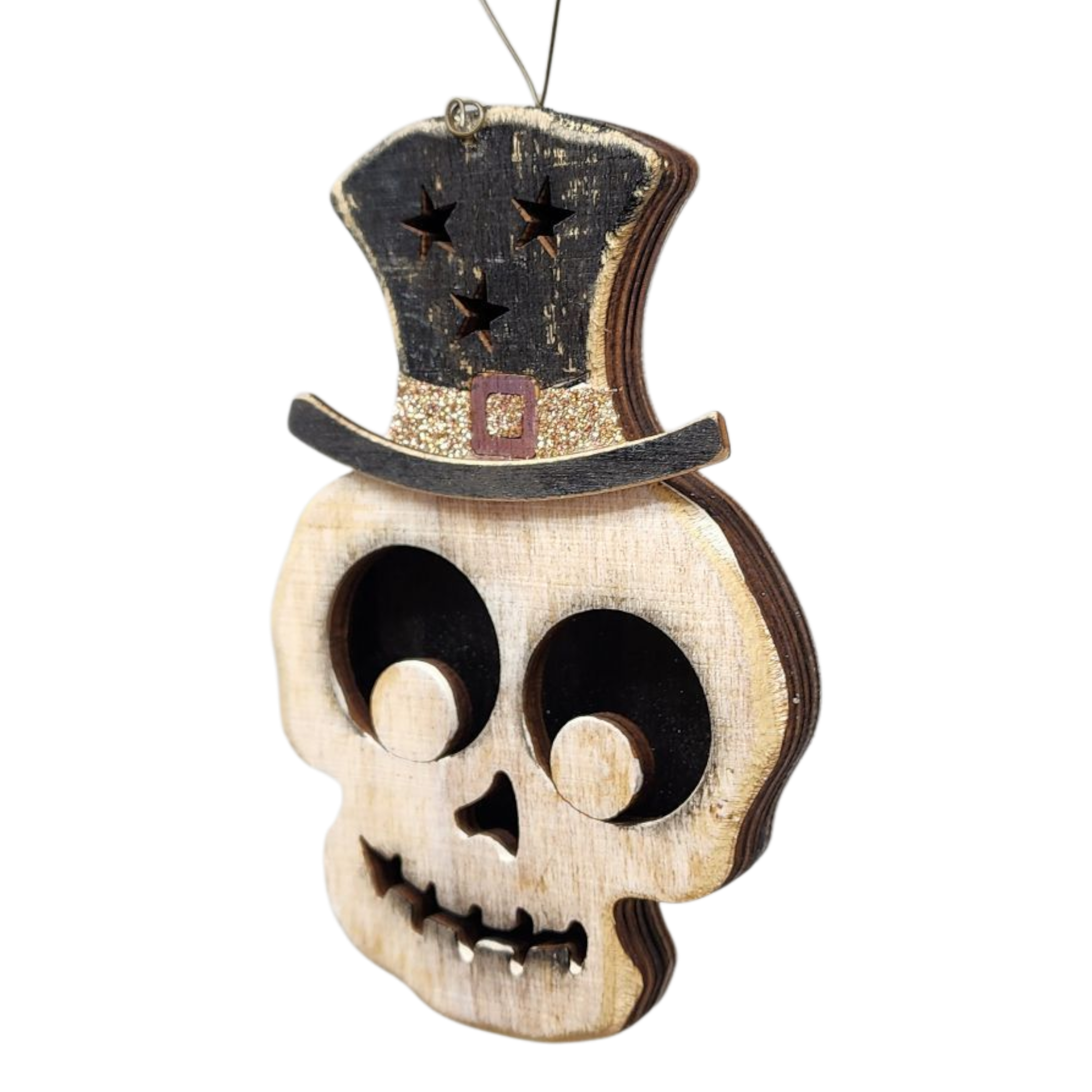 Whimsical Skull Top Hat Ornament