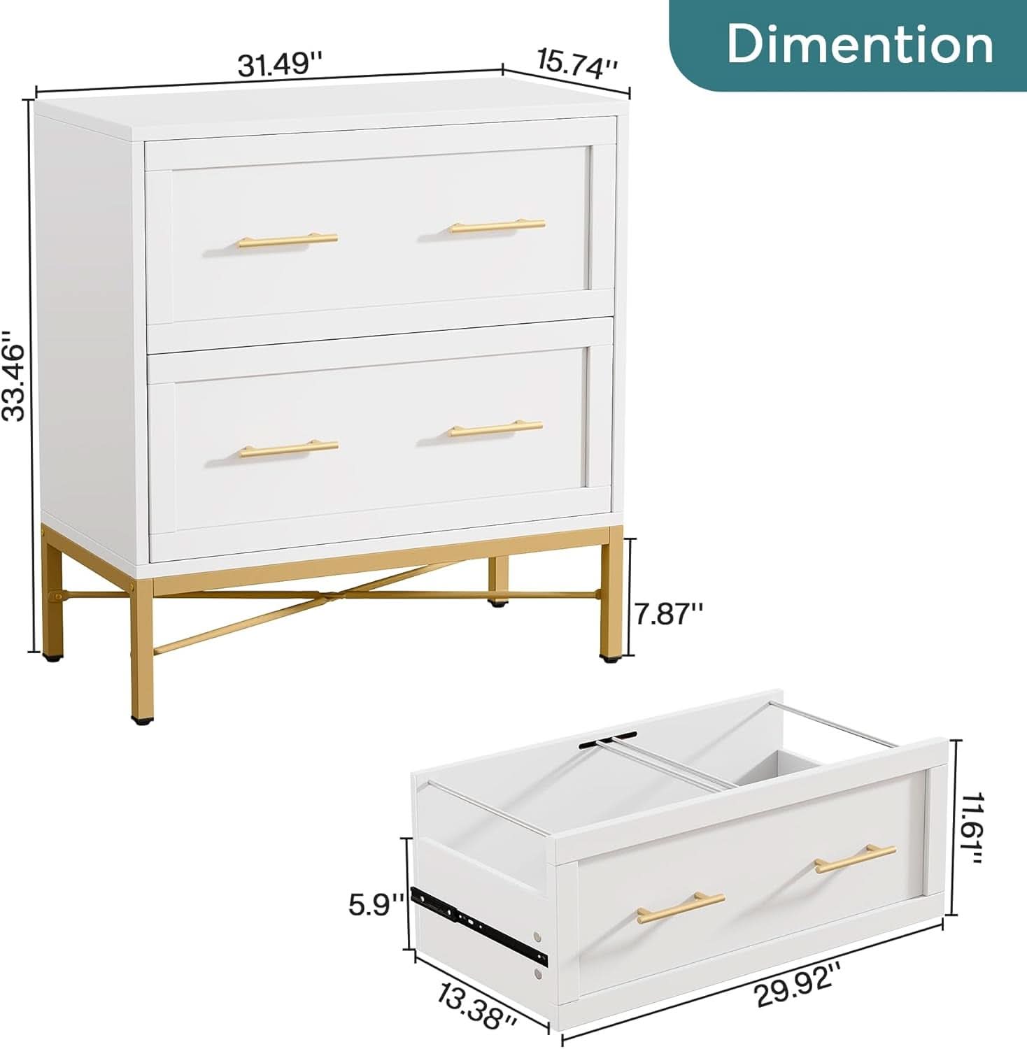 White 2-Drawer Lateral File Cabinet For Letter Legal A4