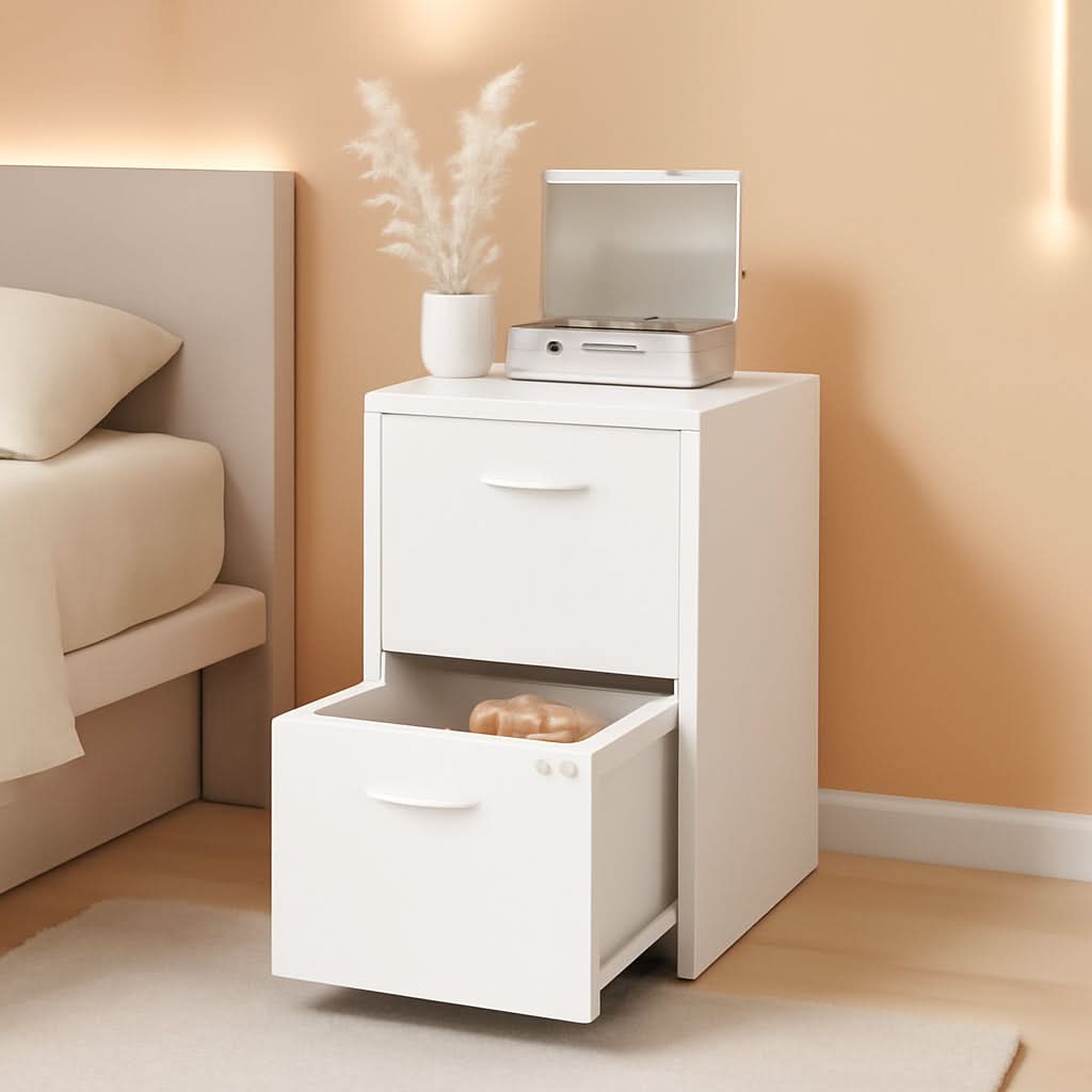 White 2 Drawer Locking Metal Vertical File Cabinet