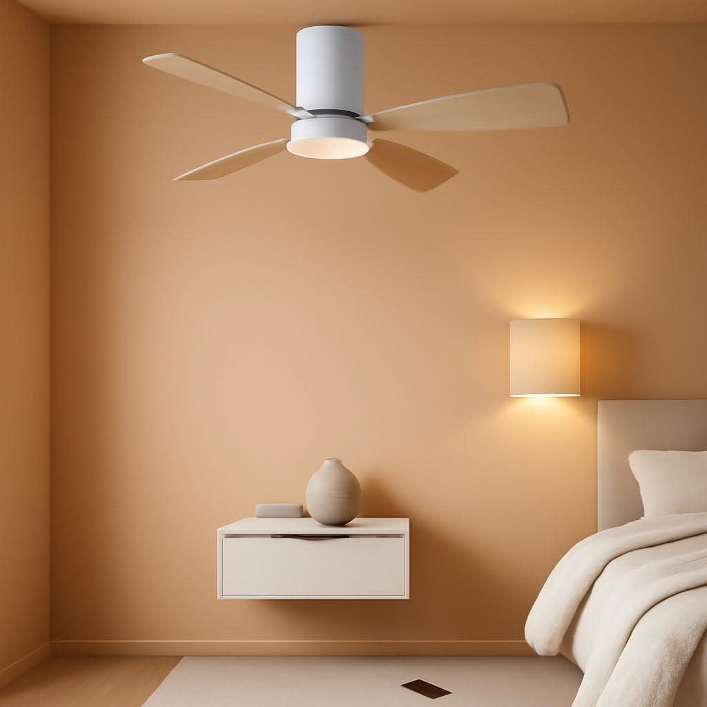 White 42 Inch Ceiling Fan With Lights Quiet DC Motor