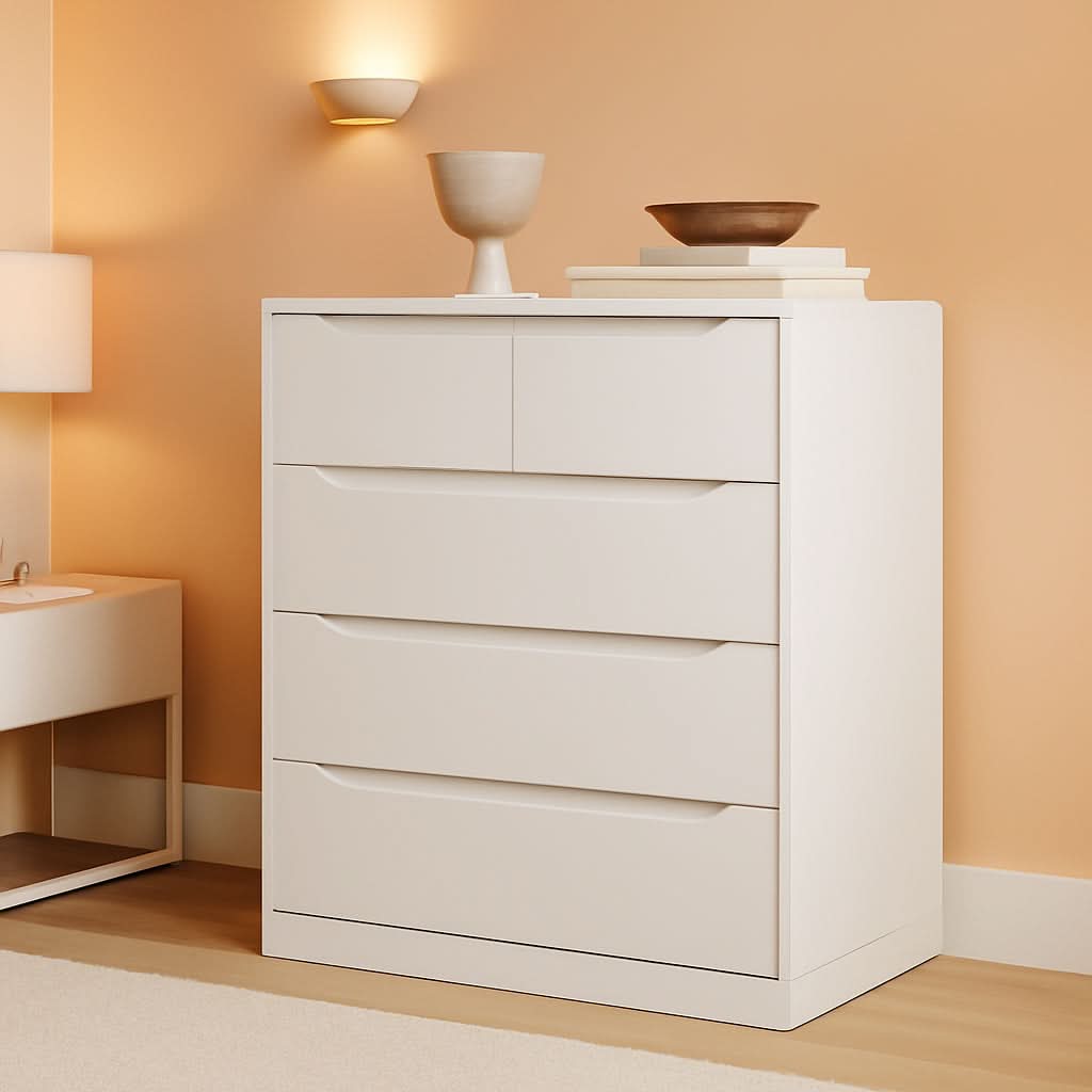 White 5 Drawer Dresser For Bedroom Storage Organizer