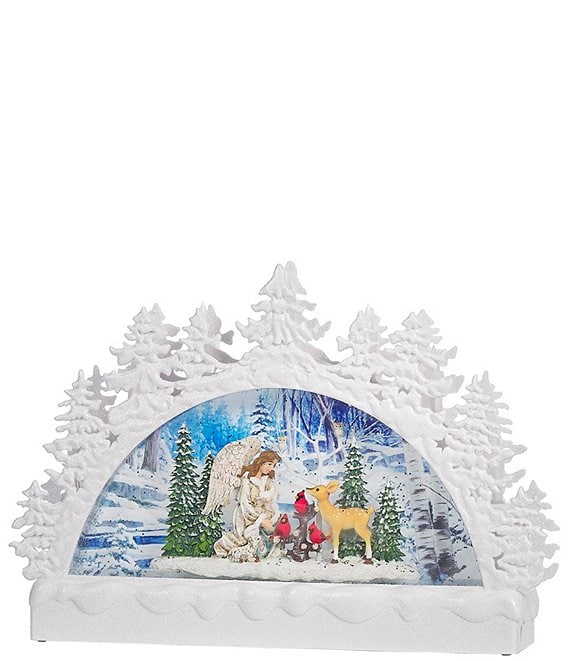 White Archangel Swirl Arch Snowglobe - 9 Inch