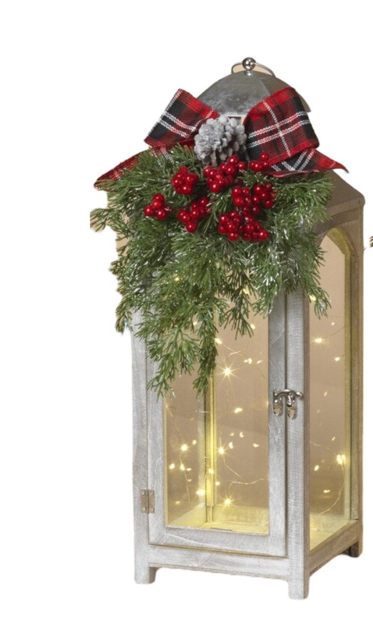 White Holiday Lantern B/O