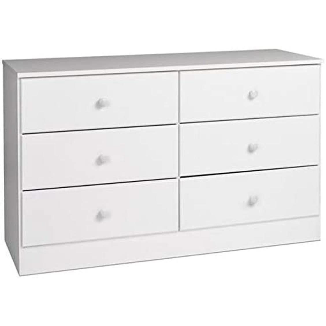 White Six Drawer Double Dresser For Bedroom Storage