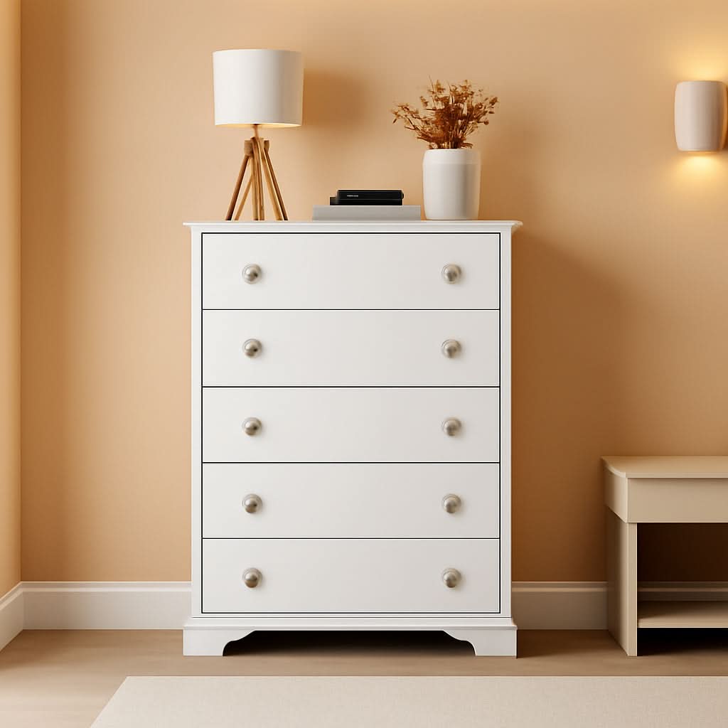 White Sonoma Dresser With Five Drawers Bedroom Storage