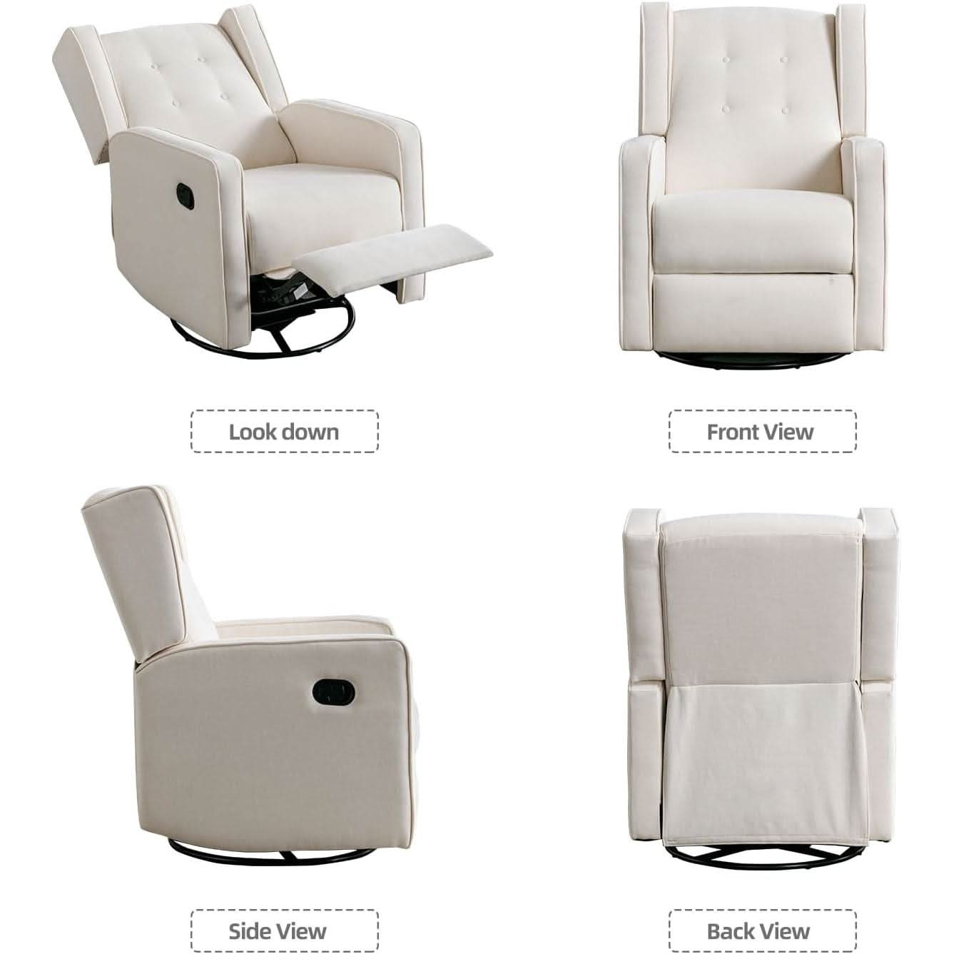 White Swivel Rocker Recliner With 360 Degree Swivel