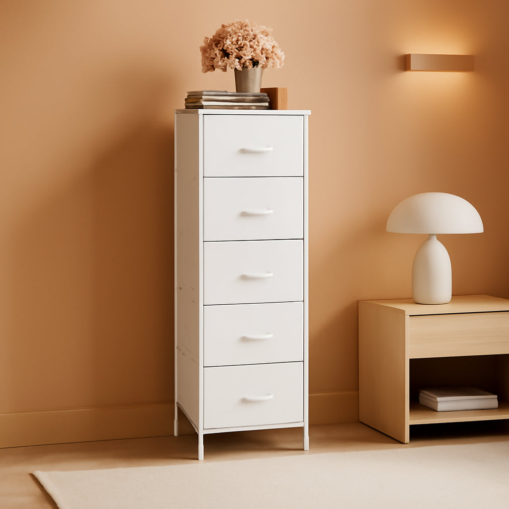 White Tall Dresser 5 Drawer Closet Storage Solution