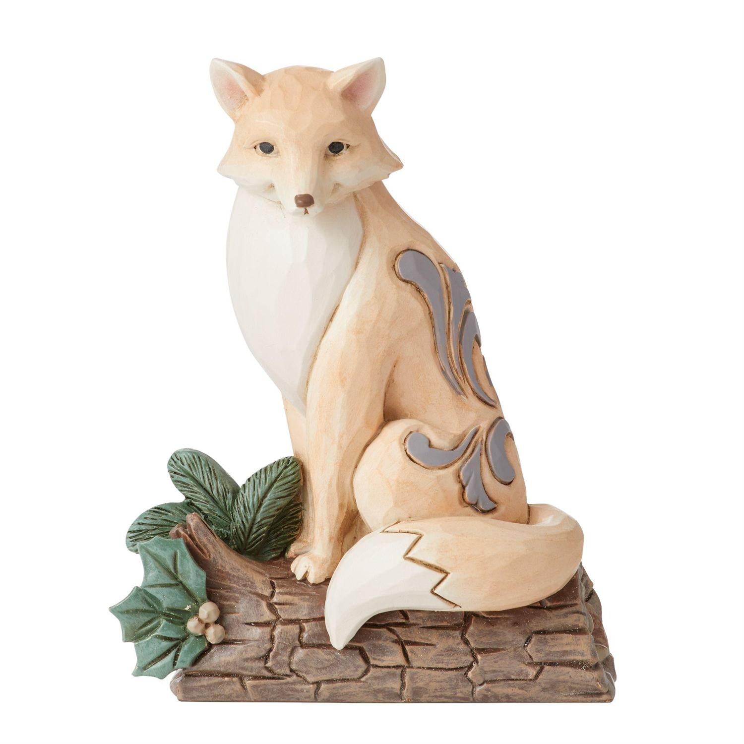 White Woodland Fox on Birch Log