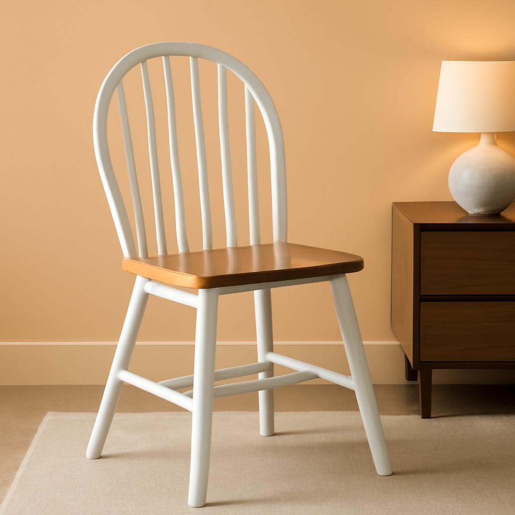 Windsor Two Piece Solid Wood Dining Chair Set Natural White