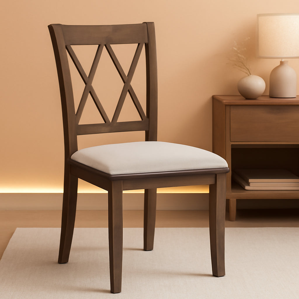 Windvale Brown Fabric Upholstered Dining Chair Set of 2