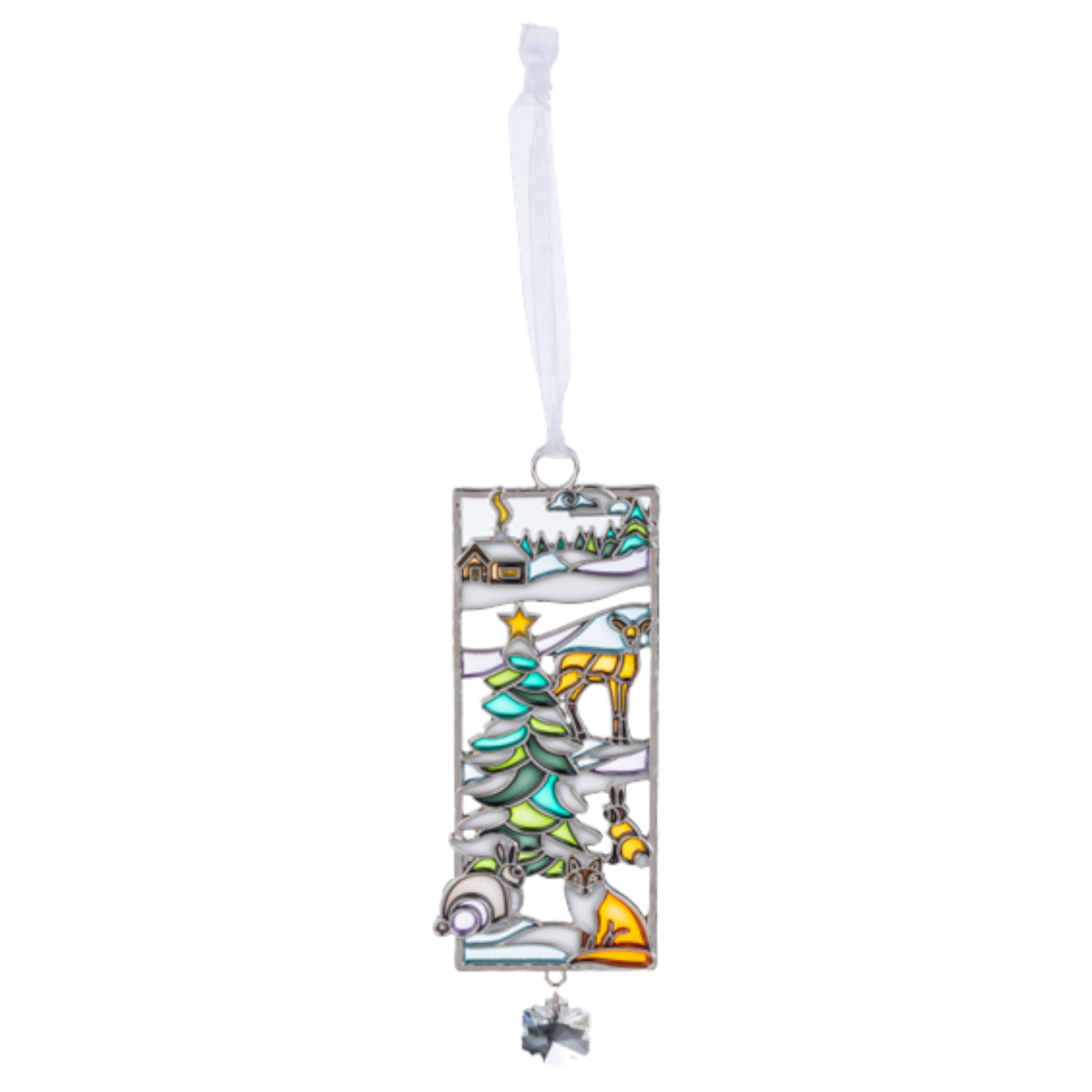 Winter Woodland Animals Holiday Scene Ornament