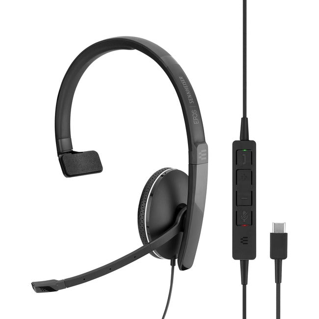 Wired Monaural Uc Headset With 3.5 Mm Jack And Usb-C Connectivity, With In-Line