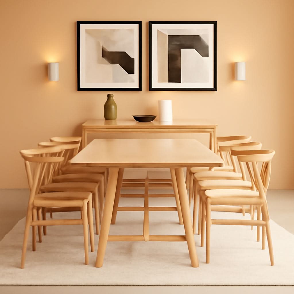 Wood Rattan Weave Dining Chairs Set Of 2 With Woven Seats